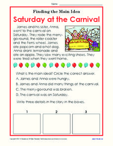 Finding the Main Idea Worksheet for 1st - 2nd Grade | Lesson Planet