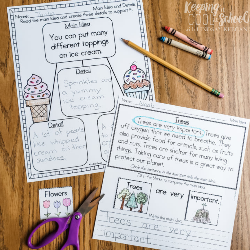 main ideas and details worksheet