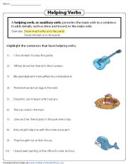 Helping Verbs Worksheets