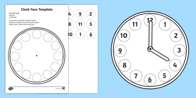 Telling Time Hour Clock Printable, Educational Prints ...