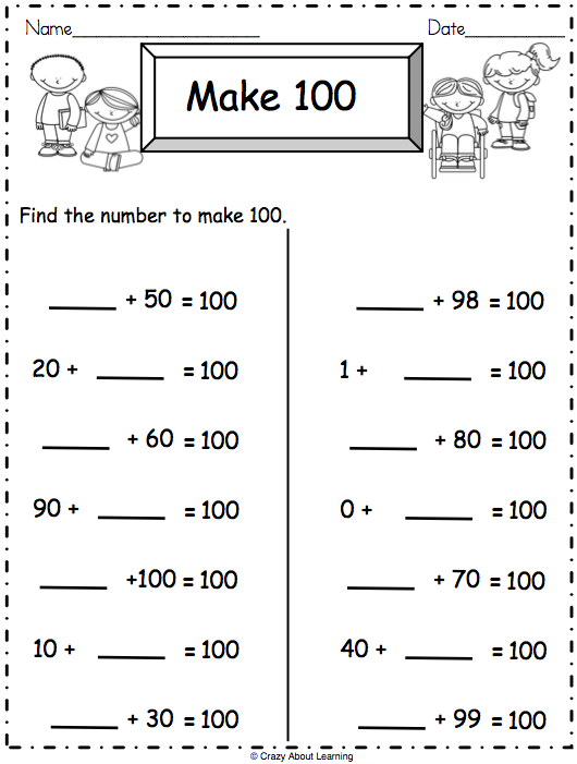 Addition Math Worksheet - Make 100 | Made By Teachers