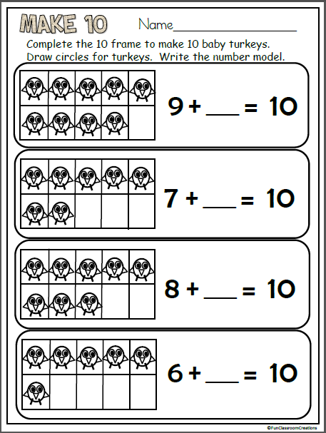 Make 10 Turkeys Free Math Worksheet | Made By Teachers
