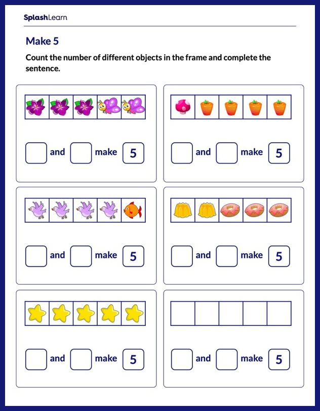 Make 5 - Math Worksheets - SplashLearn