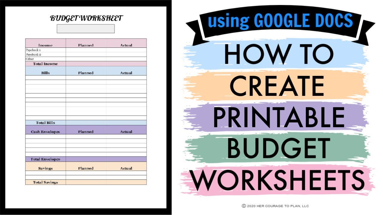 How to Create a Printable Budget Worksheet Using Google Docs | Budgeting  Tool | Financial Literacy?