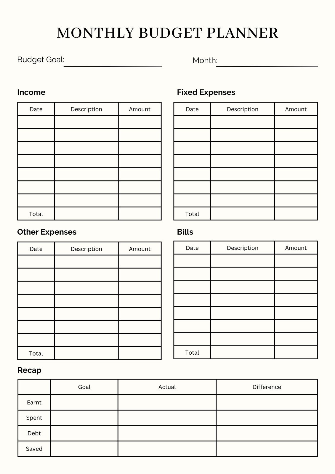 make budget worksheet