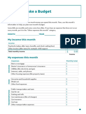 PDF 1020 Make Budget Worksheet PDF | Download Free PDF | Fee ...