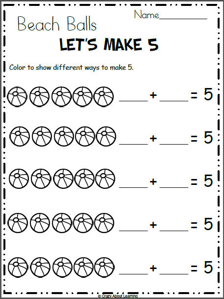 Free Summer Math Worksheet - Addition to 5 | Made By Teachers