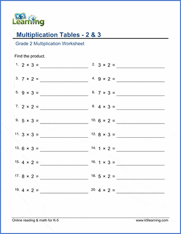 Grade 2 Multiplication Worksheets - free &  printable | Worsheets library