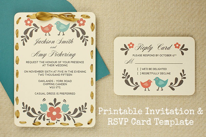 DIY Tutorial: FREE Printable Invitation and RSVP Card Template ...