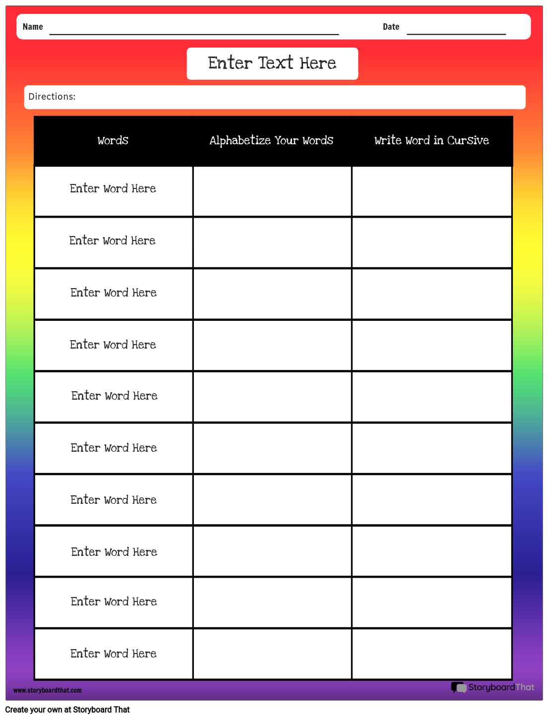 make spelling worksheet from your own list