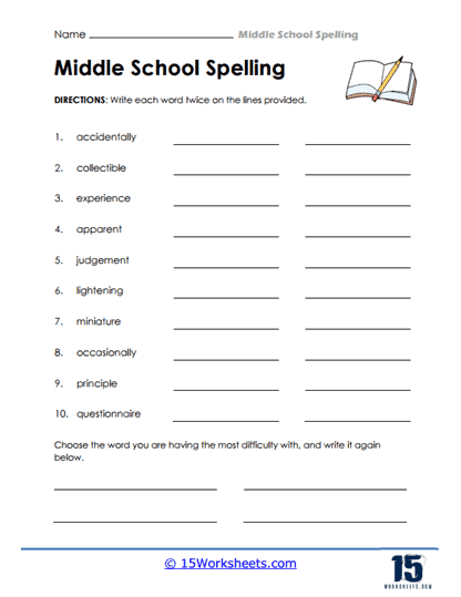 Middle School Spelling Worksheets - 15 Worksheets Library