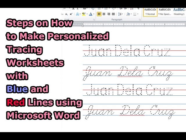 Steps on How to Make Personalized Tracing Worksheets with Blue and ...