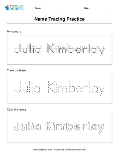 Name Tracing Worksheet Generator