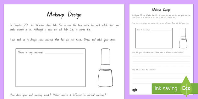 FREE! - Makeup Design Worksheet / Worksheet (Lehrer gemacht)