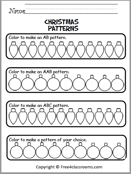 Free Christmas Pattern Worksheet - Free Worksheets ...