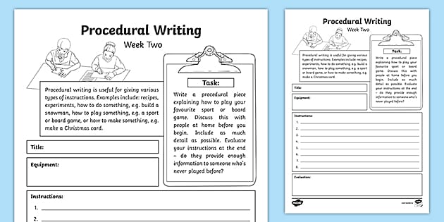 Procedural Writing Week Two Homework - Worksheet - Twinkl