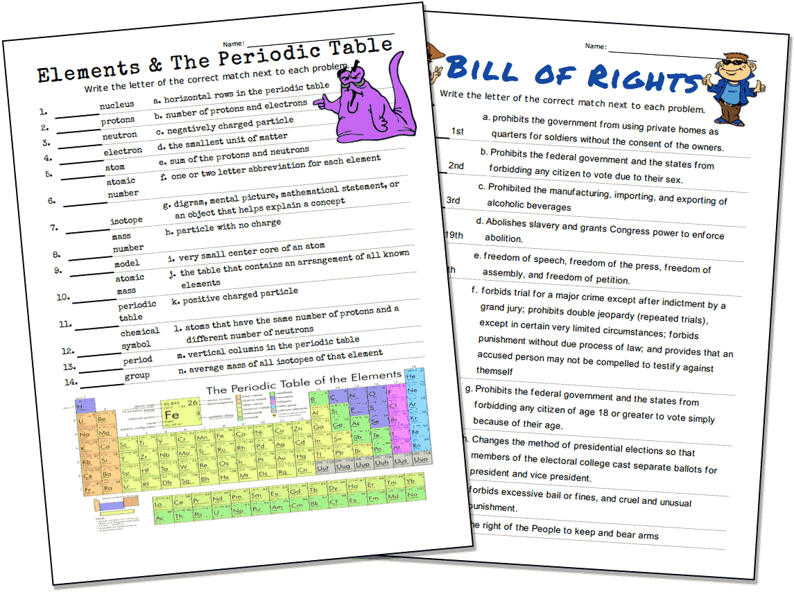 make your own matching worksheet