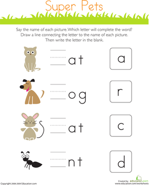 Write the Missing Letter: Super Pets | Interactive Worksheet ...