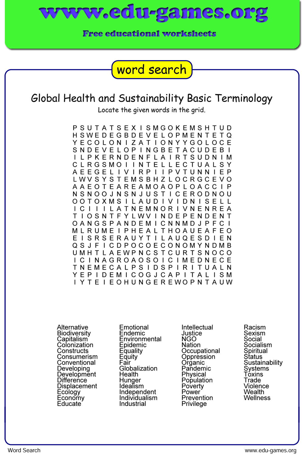 Free Word Search Maker | edu-games.org