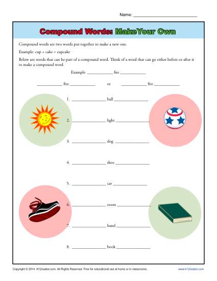 Compound Words Worksheet Activity: Make Your Own