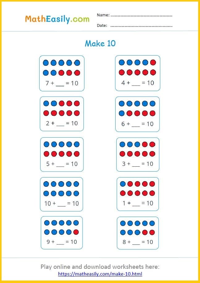 making 10 strategy worksheet