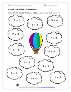 Colors That Make 10 Worksheet Worksheet for Kindergarten - 1st ...