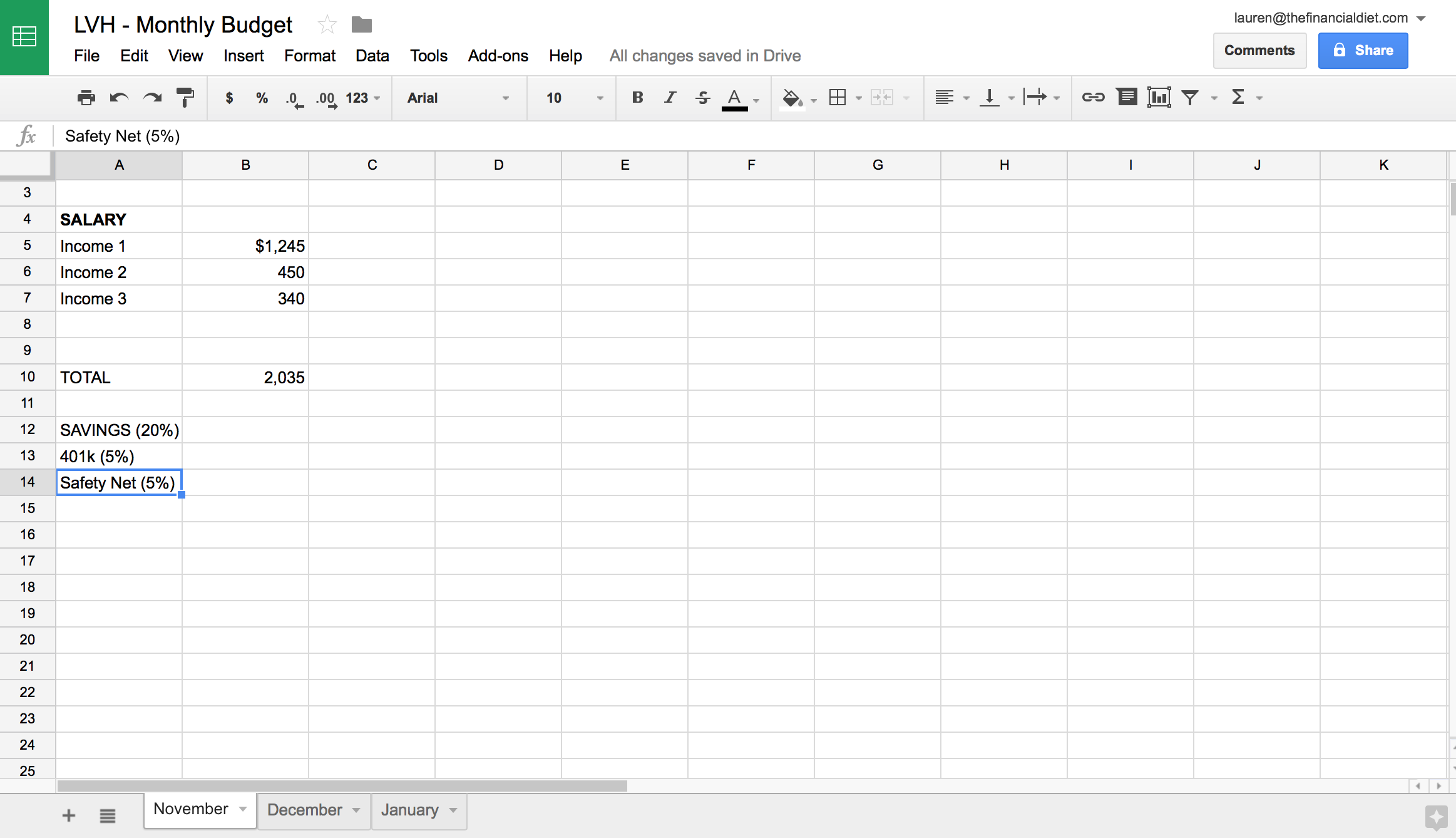 making a budget worksheet