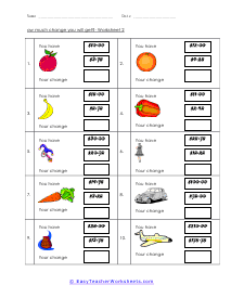 making change from a dollar worksheet