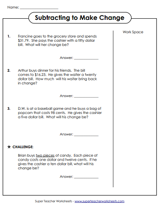 Making Change (Money Worksheets)