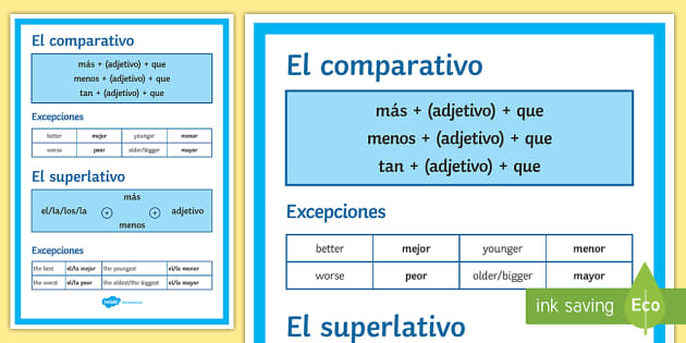 making comparisons in spanish worksheet