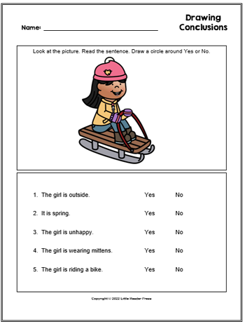 Drawing Conclusions Winter Worksheets