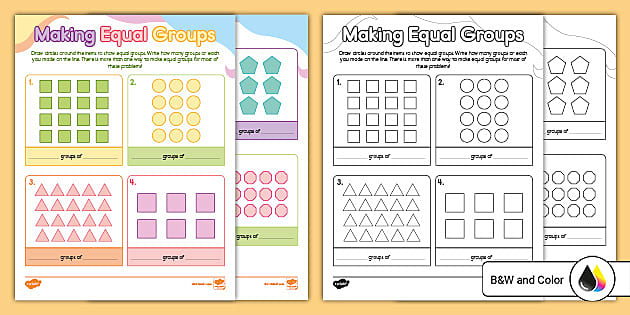 Second Grade Making Equal Groups Activity Sheet - Twinkl
