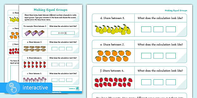 ? Interactive PDF Y2 WRM Making equal groups - Twinkl