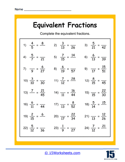 Equivalent Fractions Worksheets - 15 Worksheets Library