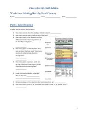 making healthy food choices worksheet