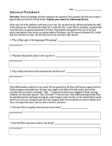 Inferences Worksheet 6 Worksheet for 4th - 8th Grade | Lesson Planet