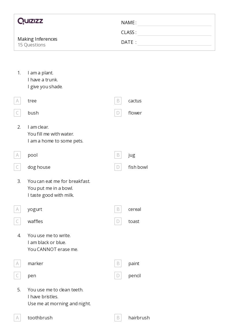 making inferences reproducible worksheet