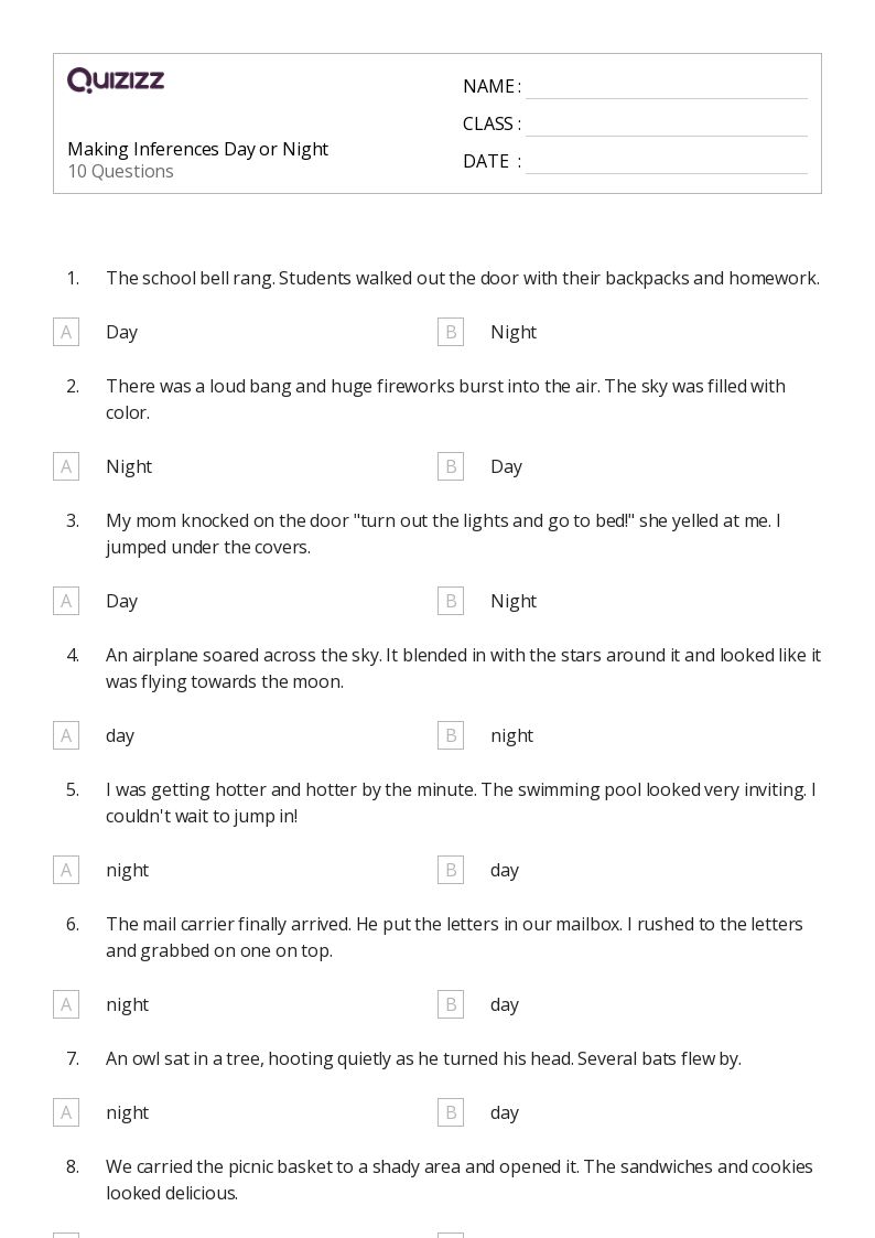 making inferences worksheet 3rd grade