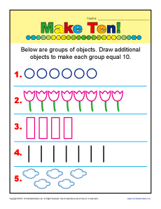 Make Ten! Addition| Kindergarten Math Worksheets