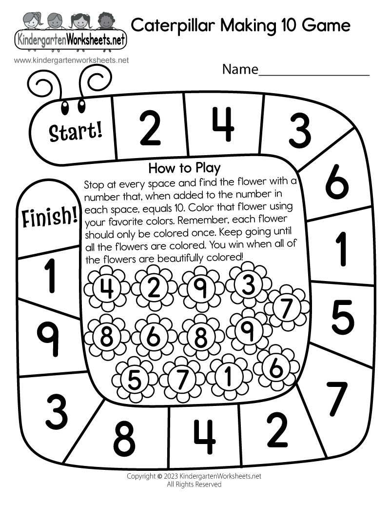 Caterpillar Making 10 Game Worksheet - Free Printable, Digital, &  PDF