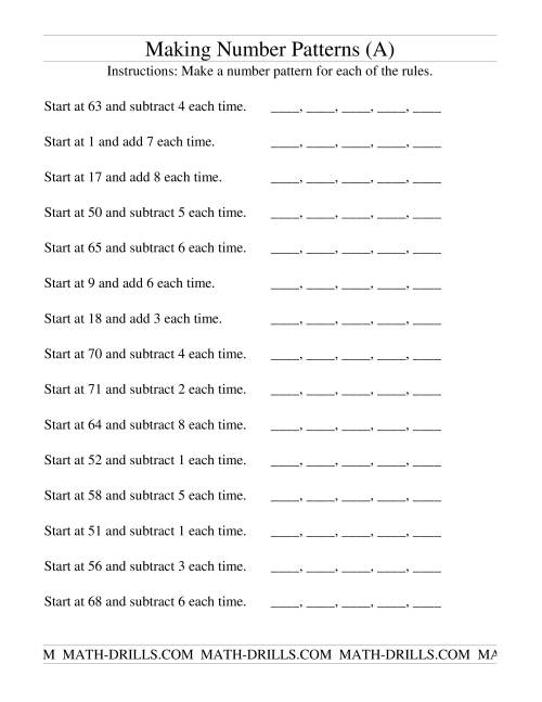 Making Number Patterns from Recursive Rules (A)