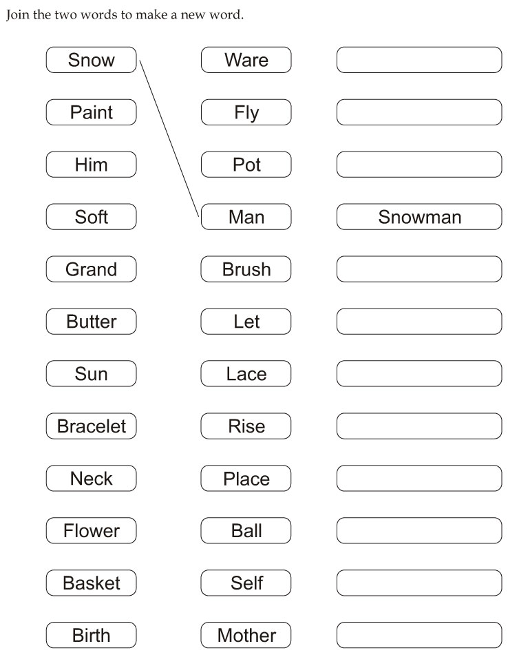 Download english activity worksheet join the two words to make a ...