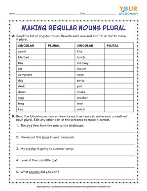 making nouns plural worksheet