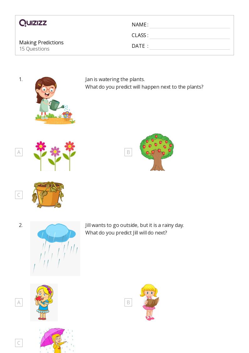 making predictions worksheet 1st grade