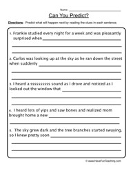 Making Predictions Worksheet