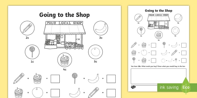 Going Shopping (Worksheet) (teacher made) - Twinkl