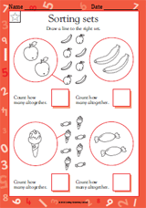 Sorting Sets of Food - Kindergarten Worksheet - TeacherVision
