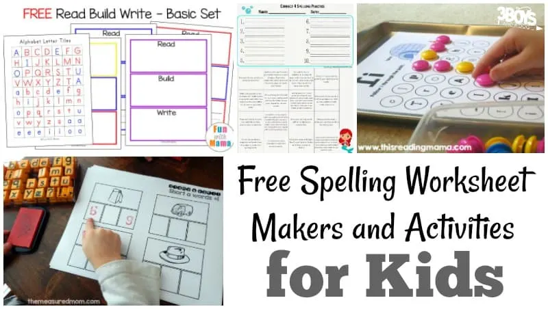 Free Spelling Worksheet Makers and Activities