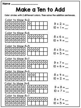 Make a Ten to Add Worksheets