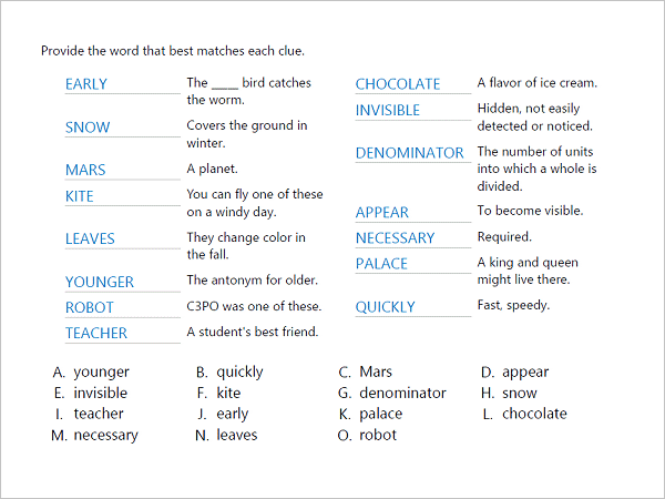 Vocabulary Worksheet Maker and Activity Generator